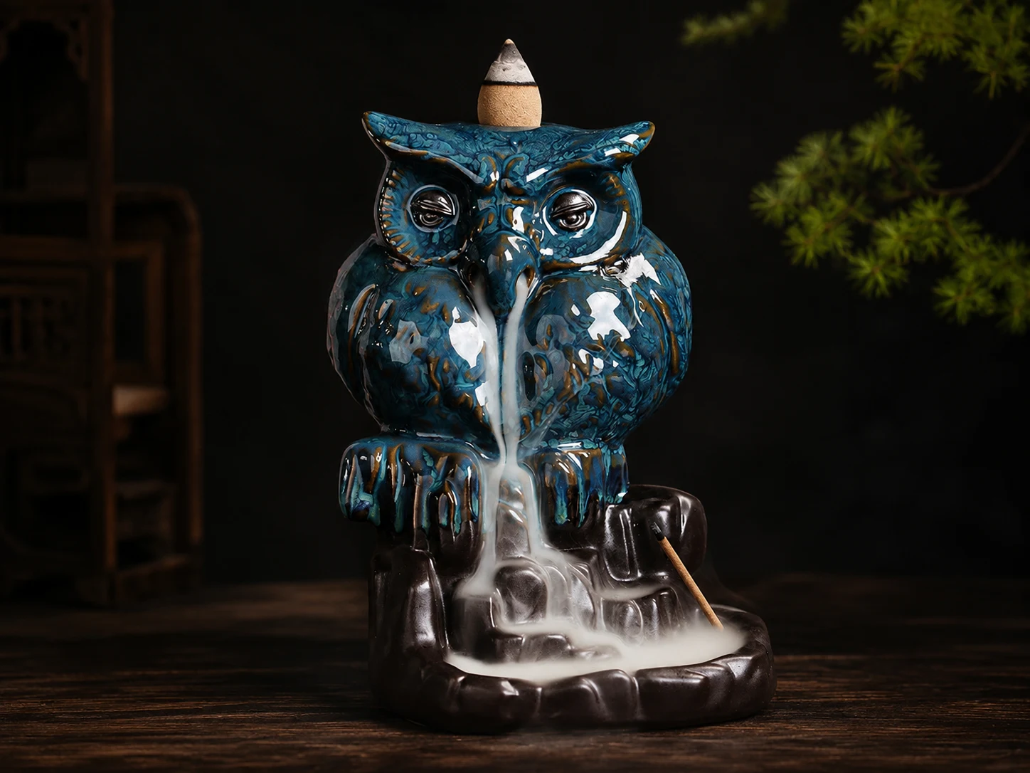 backflow incense burner waterfall smoke effect ceramic